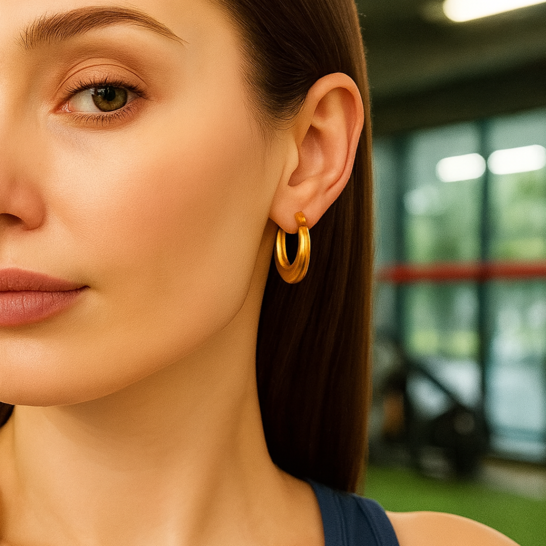 Dominique | 18K Gold Plated Irregular Heart Design Hollow Hoop Waterproof Earrings