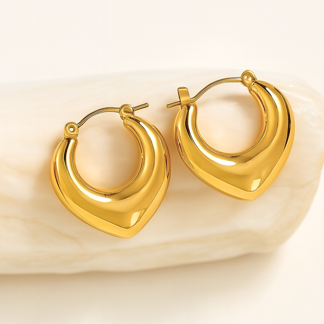 Dominique | 18K Gold Plated Irregular Heart Design Hollow Hoop Waterproof Earrings
