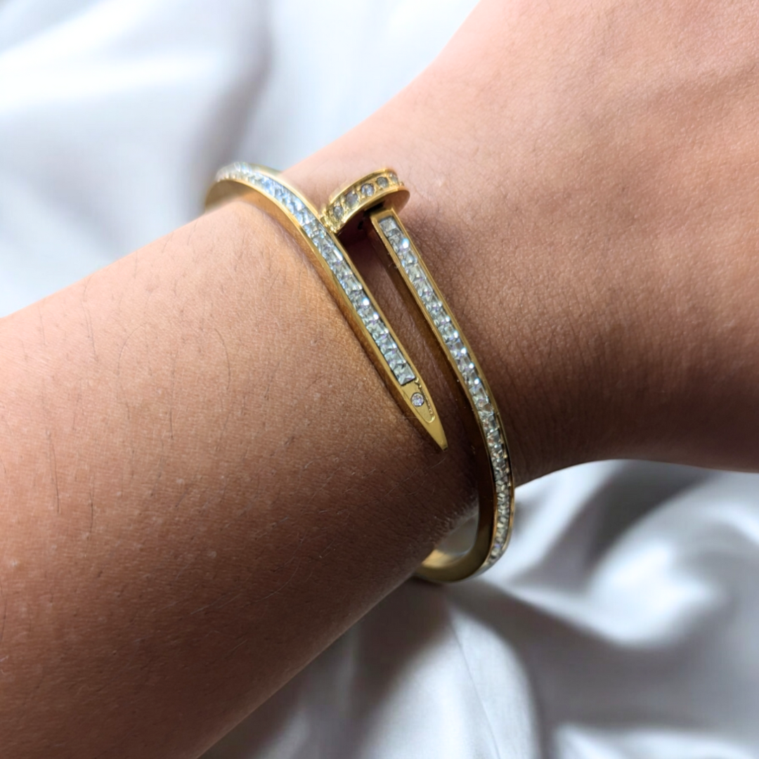 Nicolette | Gold Plated Nail Bracelet Bangle