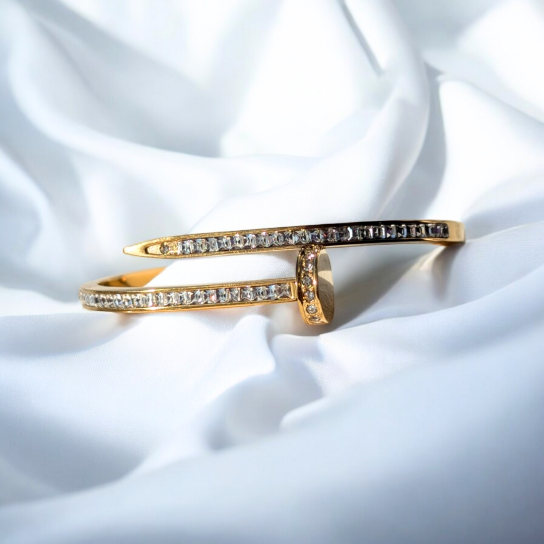Nicolette | Gold Plated Nail Bracelet Bangle