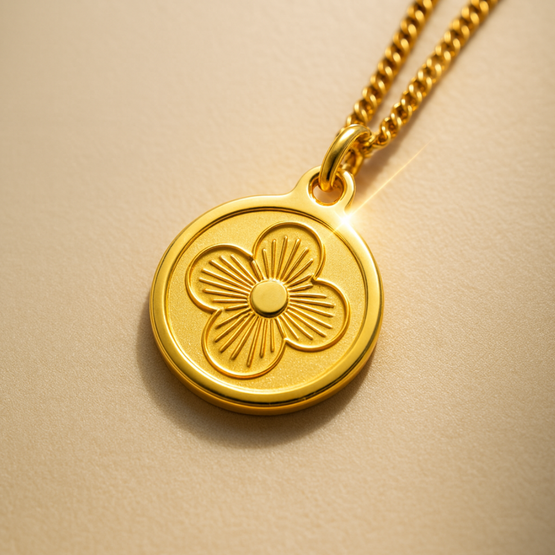 Elizabeth | Clover Coin Pendant Necklace - 18K Gold Plated Four-Leaf Waterproof Chain
