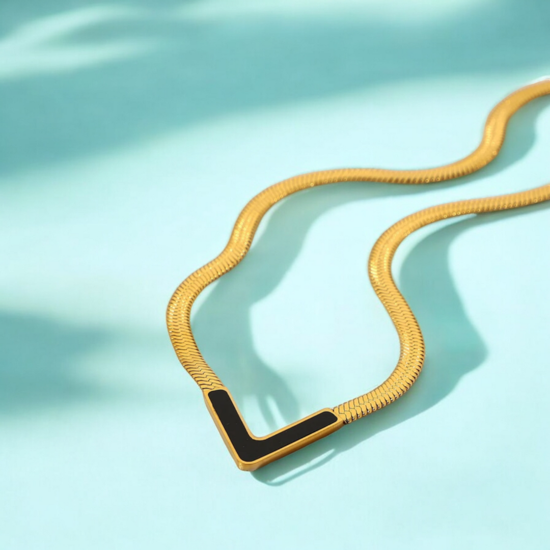 Aura | Gold Plated V-shaped Flat Snake Bone Chain