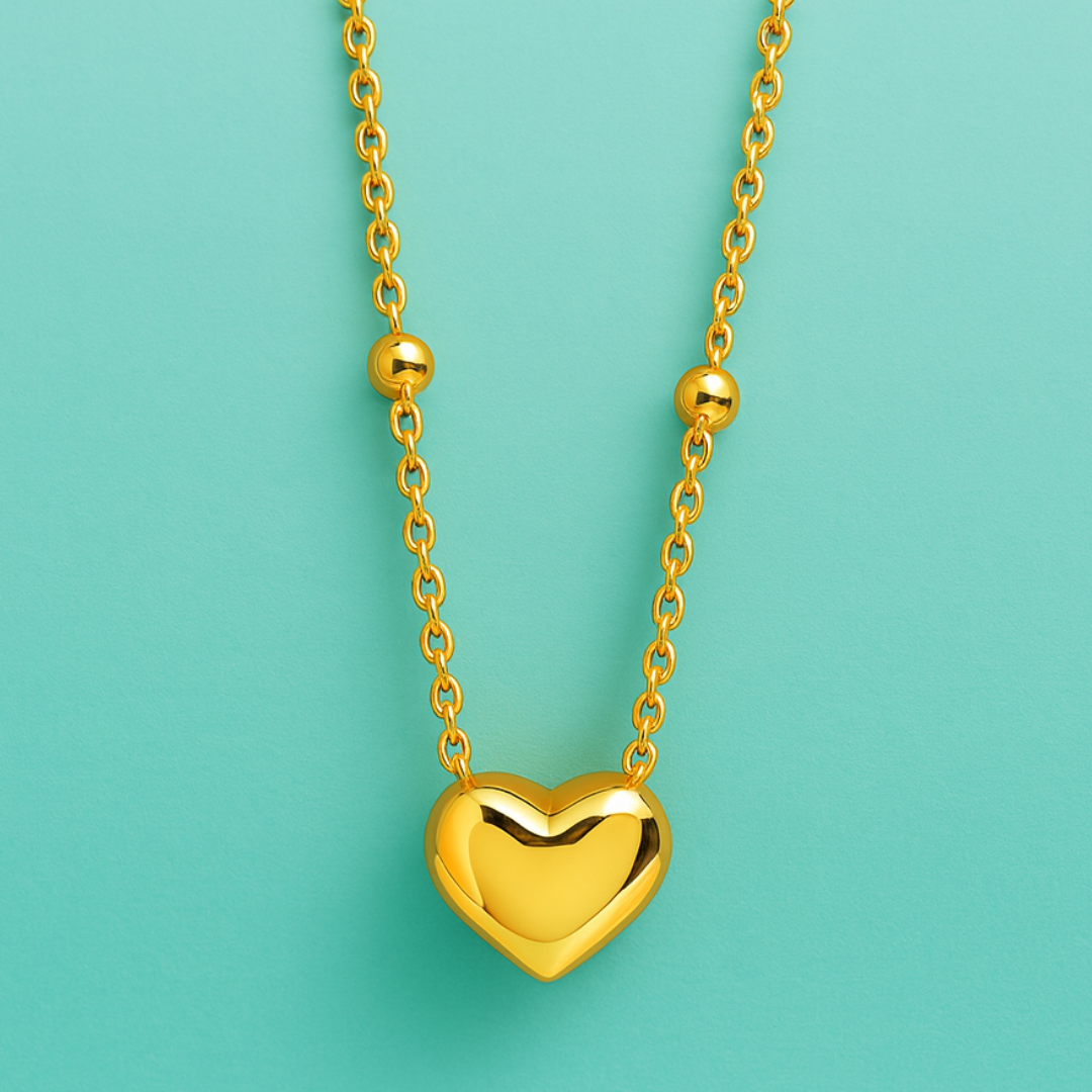 Lenora | Gold Plated Solid Love Heart Pendant Necklace