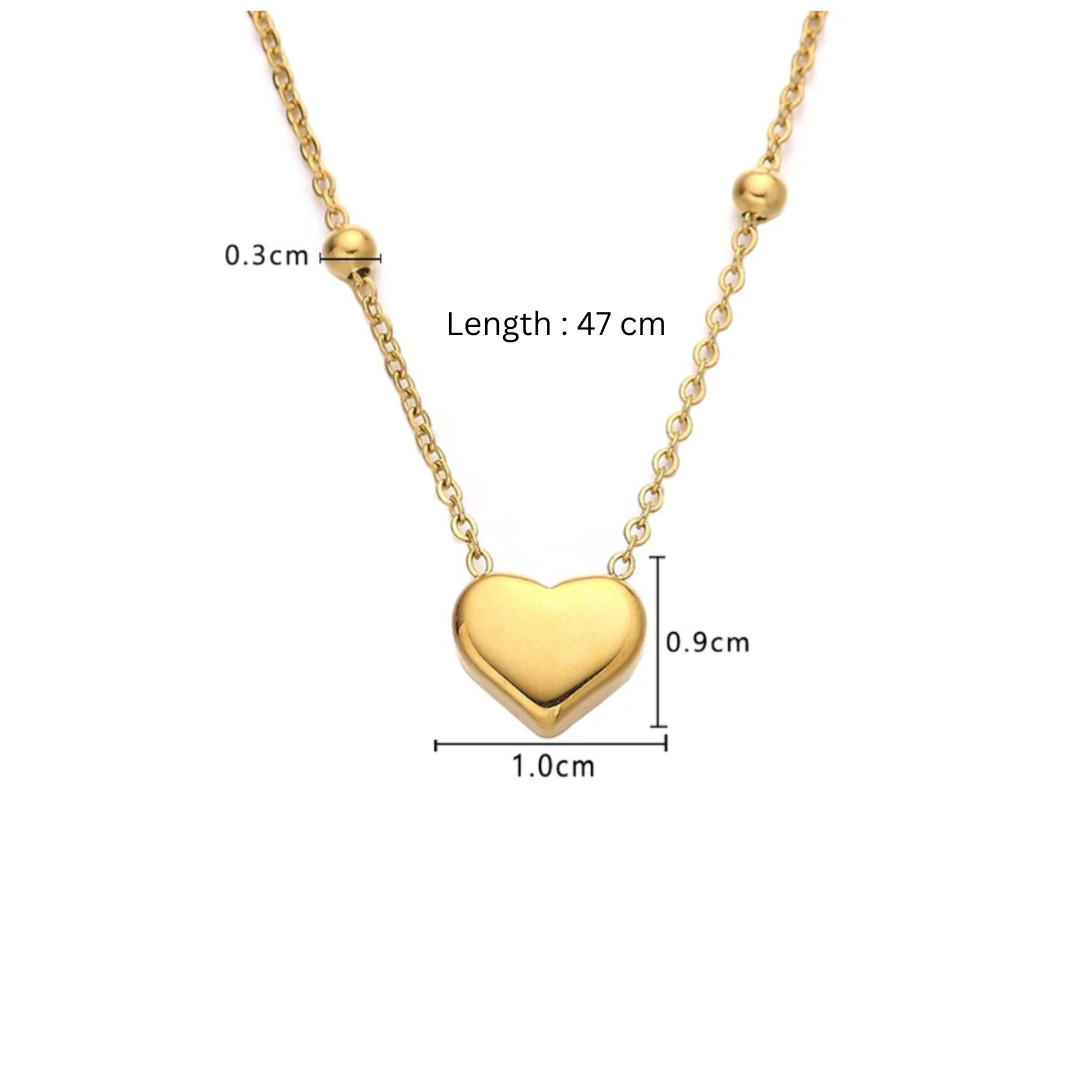 Lenora | Gold (18K) Plated Solid Love Heart Pendant Waterproof Necklace