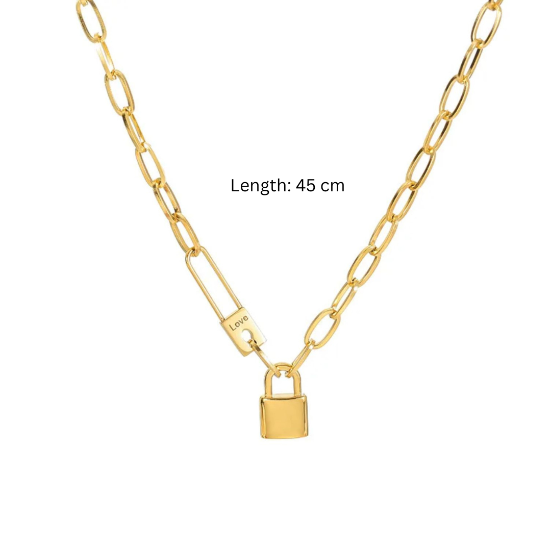 Odessa | Gold (18K) Plated Padlock Pendant Cuban Link Statement Waterproof Necklace