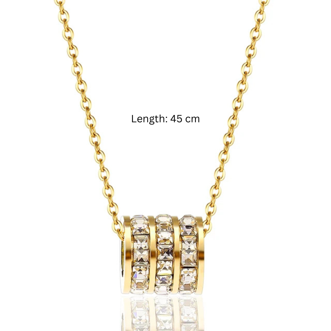 Astrid | Gold (18K) Plated Pavé Cylinder Pendant Waterproof Necklace with Zircons