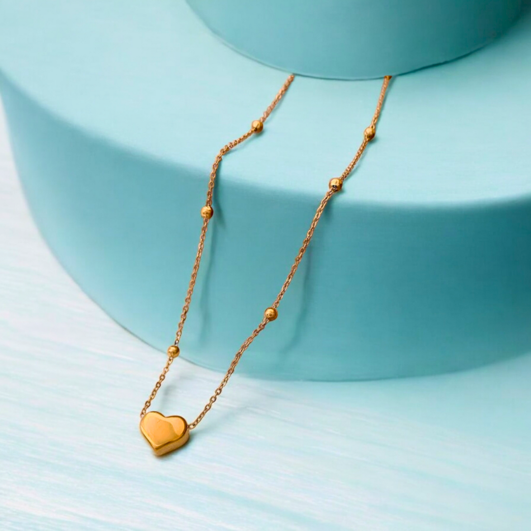 Lenora | Gold (18K) Plated Solid Love Heart Pendant Waterproof Necklace