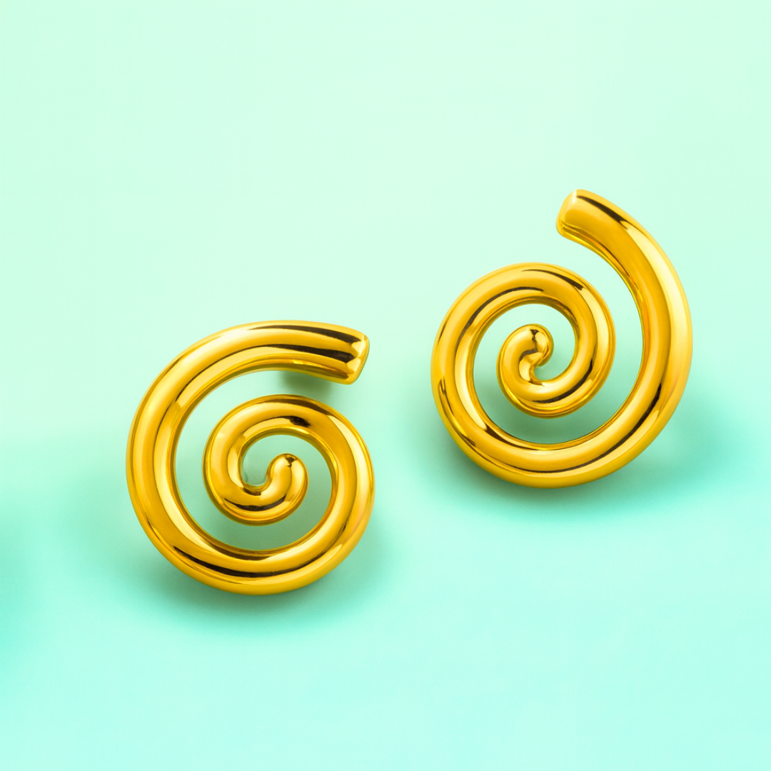 Aveline | 18K Gold Plated Spiral Swirl Twirl Stud Waterproof Earrings