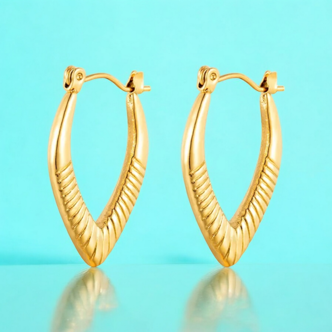 Adriana | Gold Plated Screw Thread Chunky Hoop Earrings