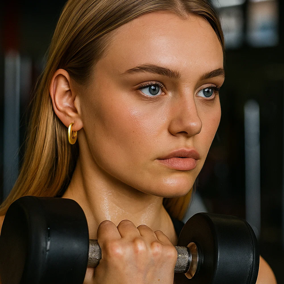 Lynn | 18K Gold Plated Carved Star C Shaped Hoop Waterproof Earrings