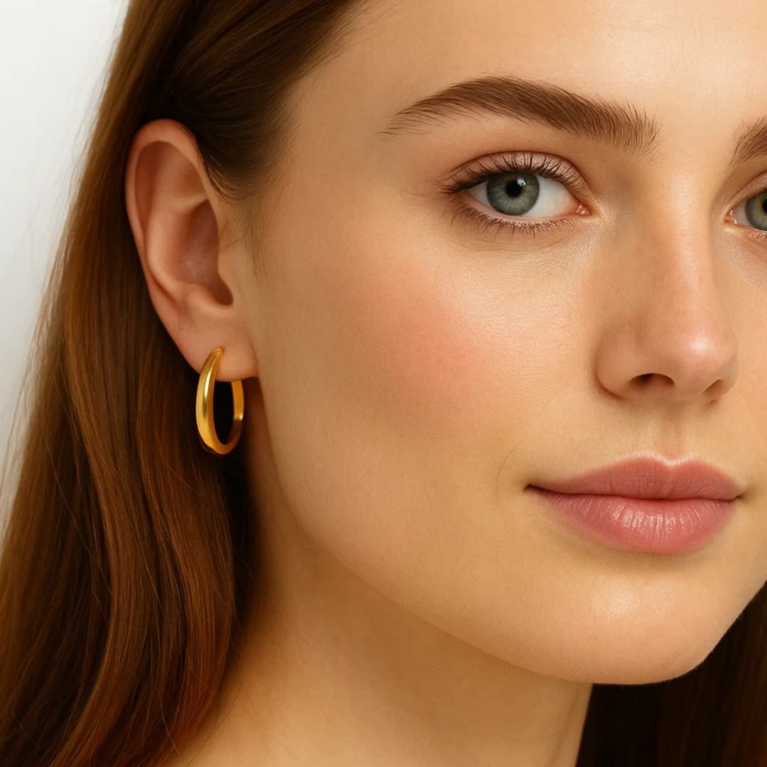 Mavis | 18K Gold Plated Simple Boat Hoop Waterproof Earrings