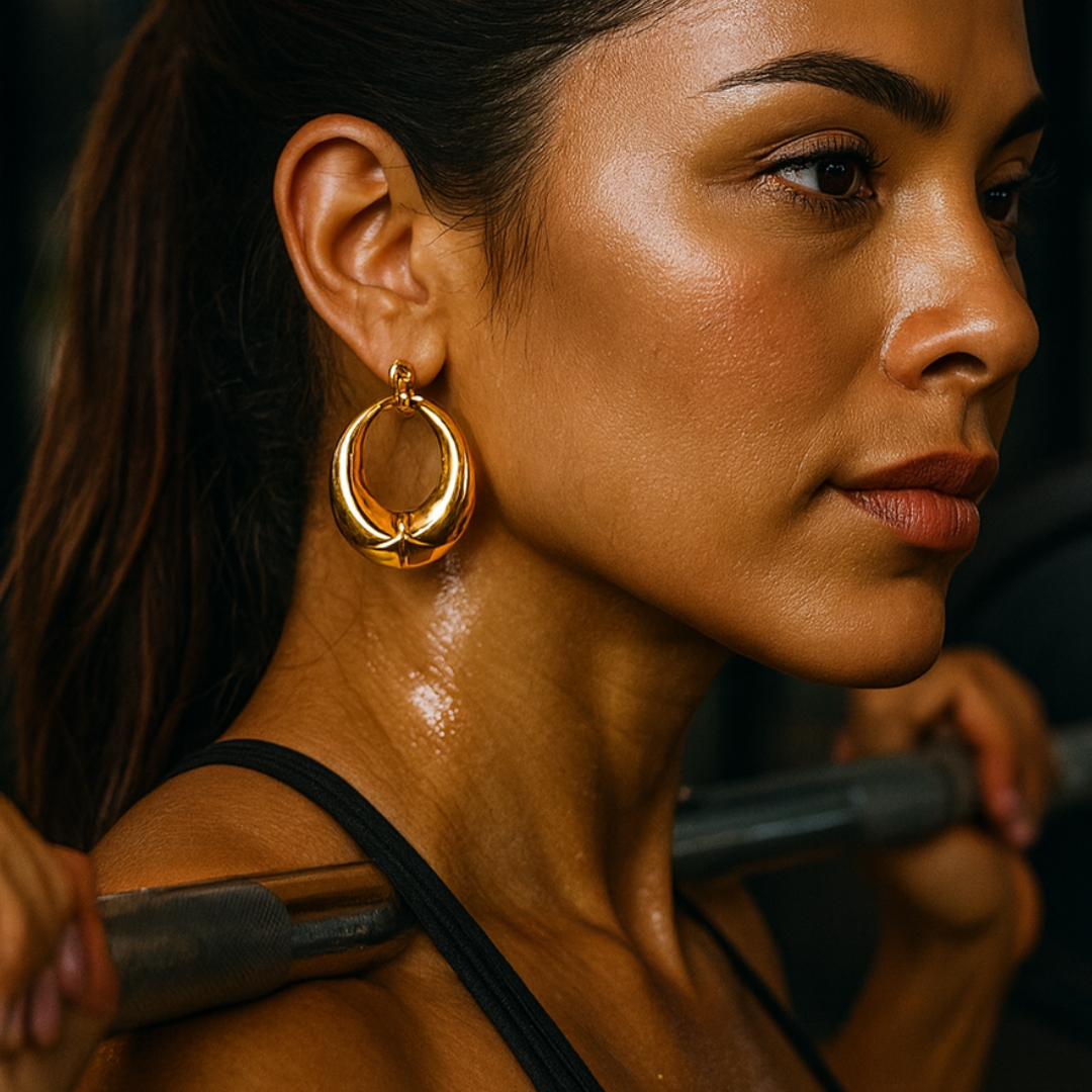 Lucy | 18K Gold Plated Circular Flower Carved Hoop Waterproof Earrings