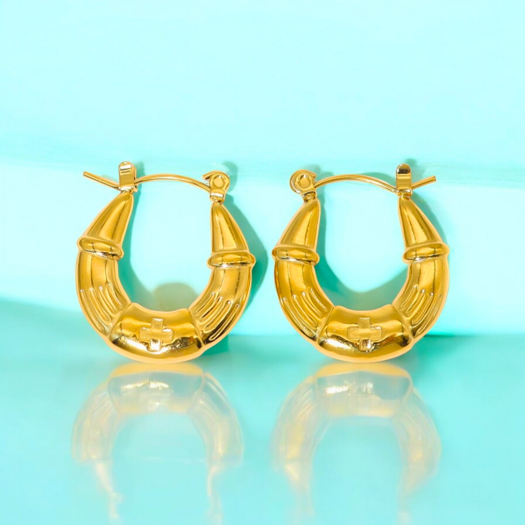 Nia | Gold Plated U-Shaped Buckle Hoops Earrings