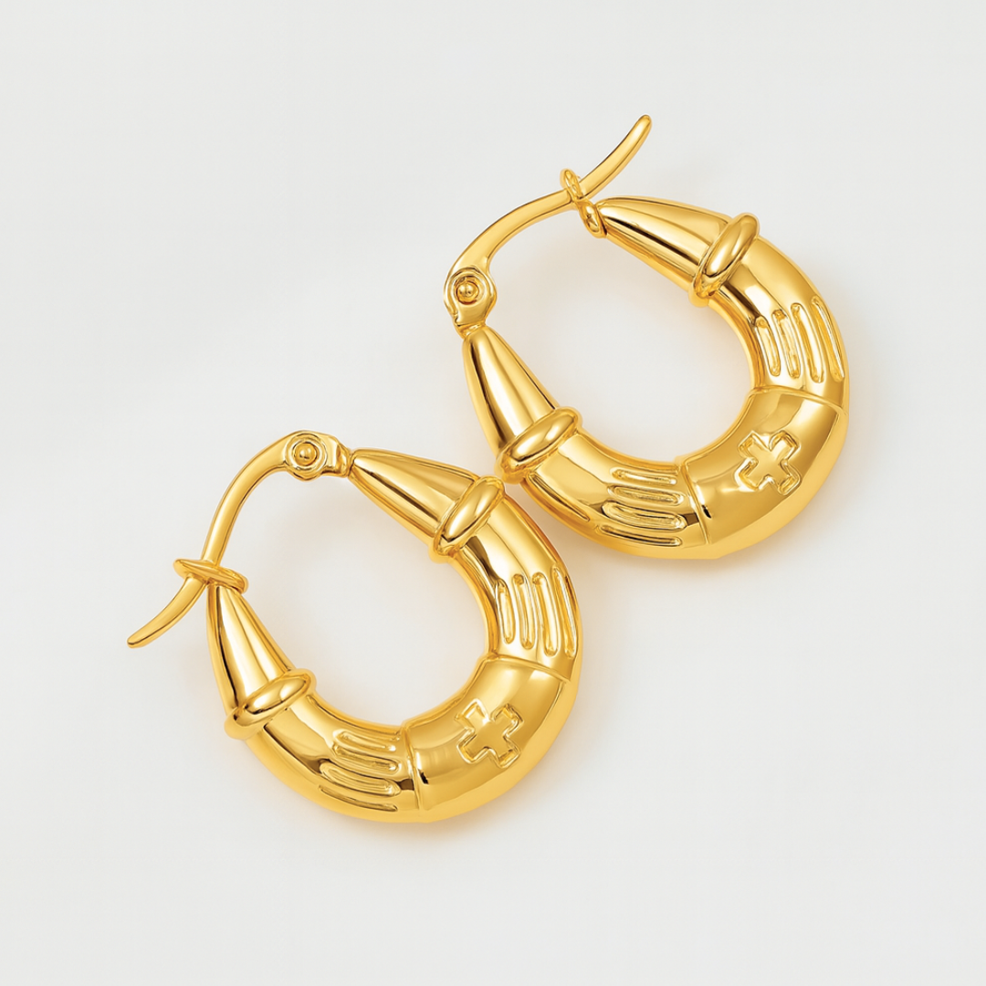 Nia | 18K Gold Plated U-Shaped Buckle Waterproof Hoop Earrings