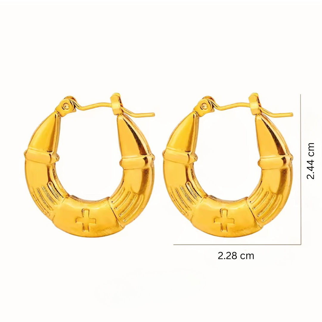 Nia | Gold Plated U-Shaped Buckle Hoops Earrings
