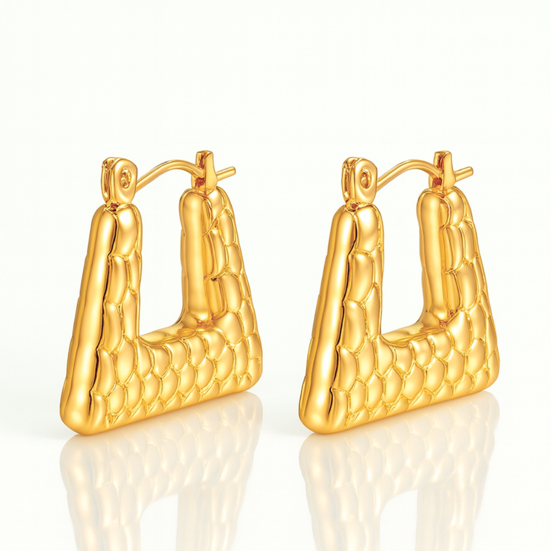 Harper | 18K Gold Plated Chunky Vintage Ear Buckle Hoop Waterproof Earrings
