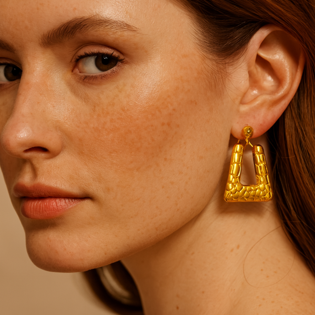 Harper | 18K Gold Plated Chunky Vintage Ear Buckle Hoop Waterproof Earrings