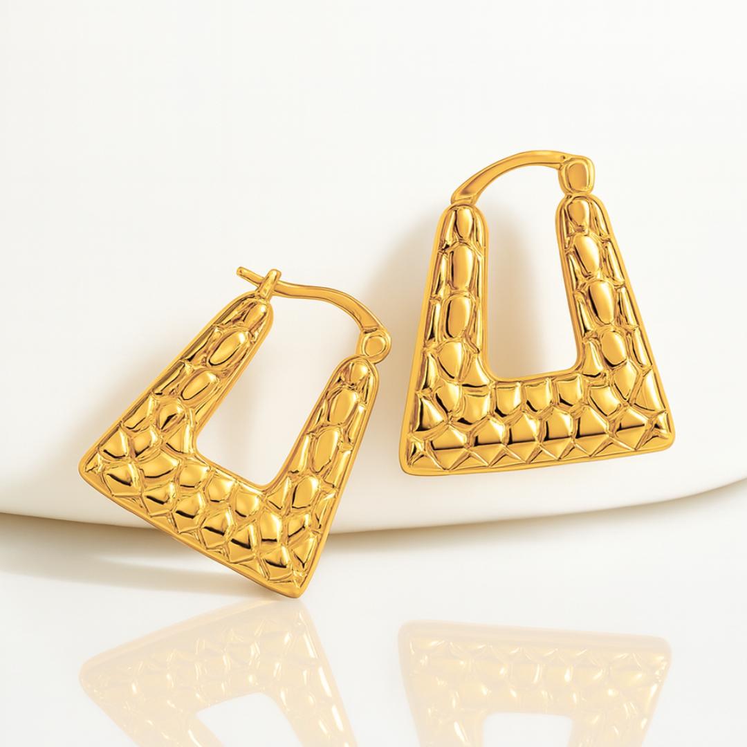 Harper | 18K Gold Plated Chunky Vintage Ear Buckle Hoop Waterproof Earrings