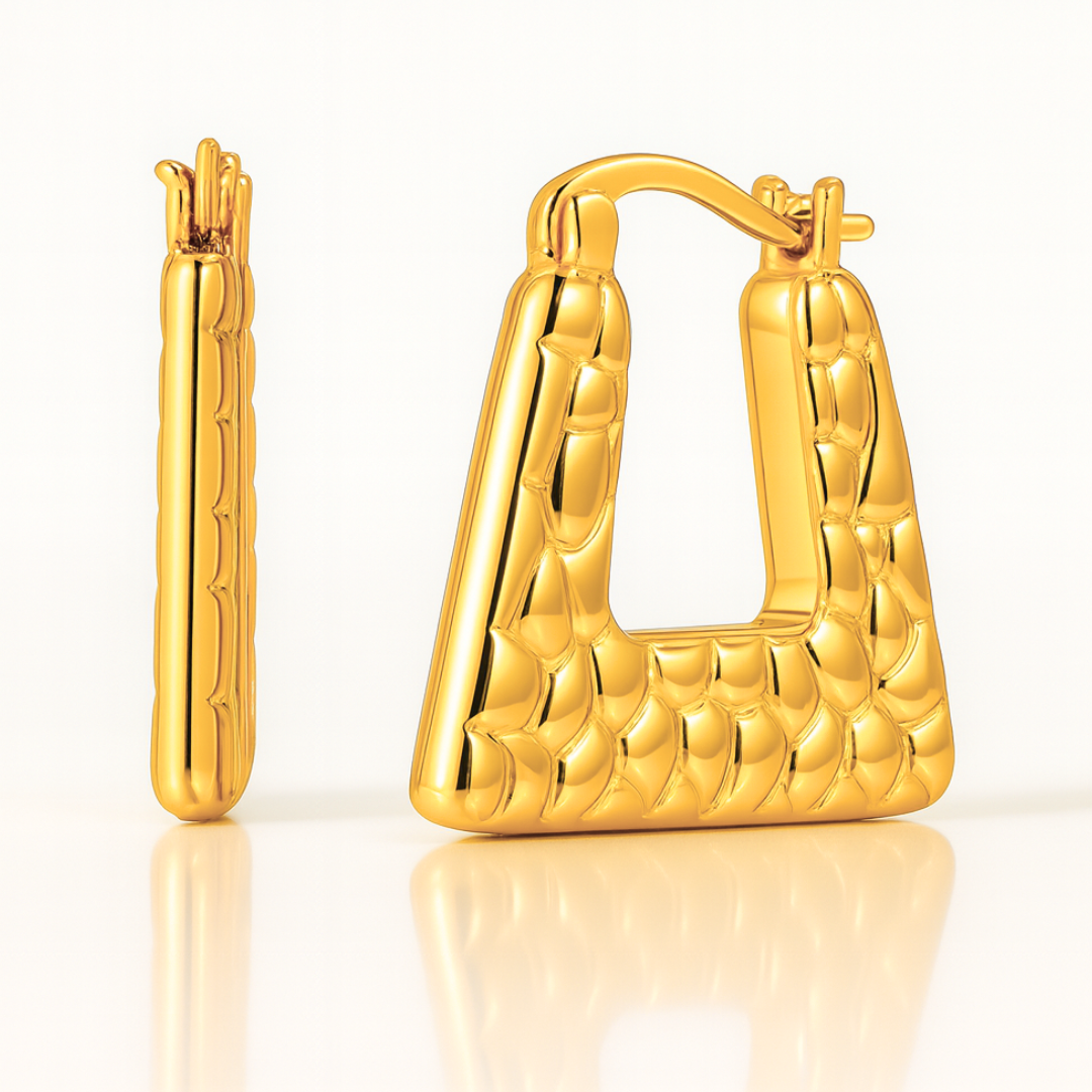 Harper | 18K Gold Plated Chunky Vintage Ear Buckle Hoop Waterproof Earrings