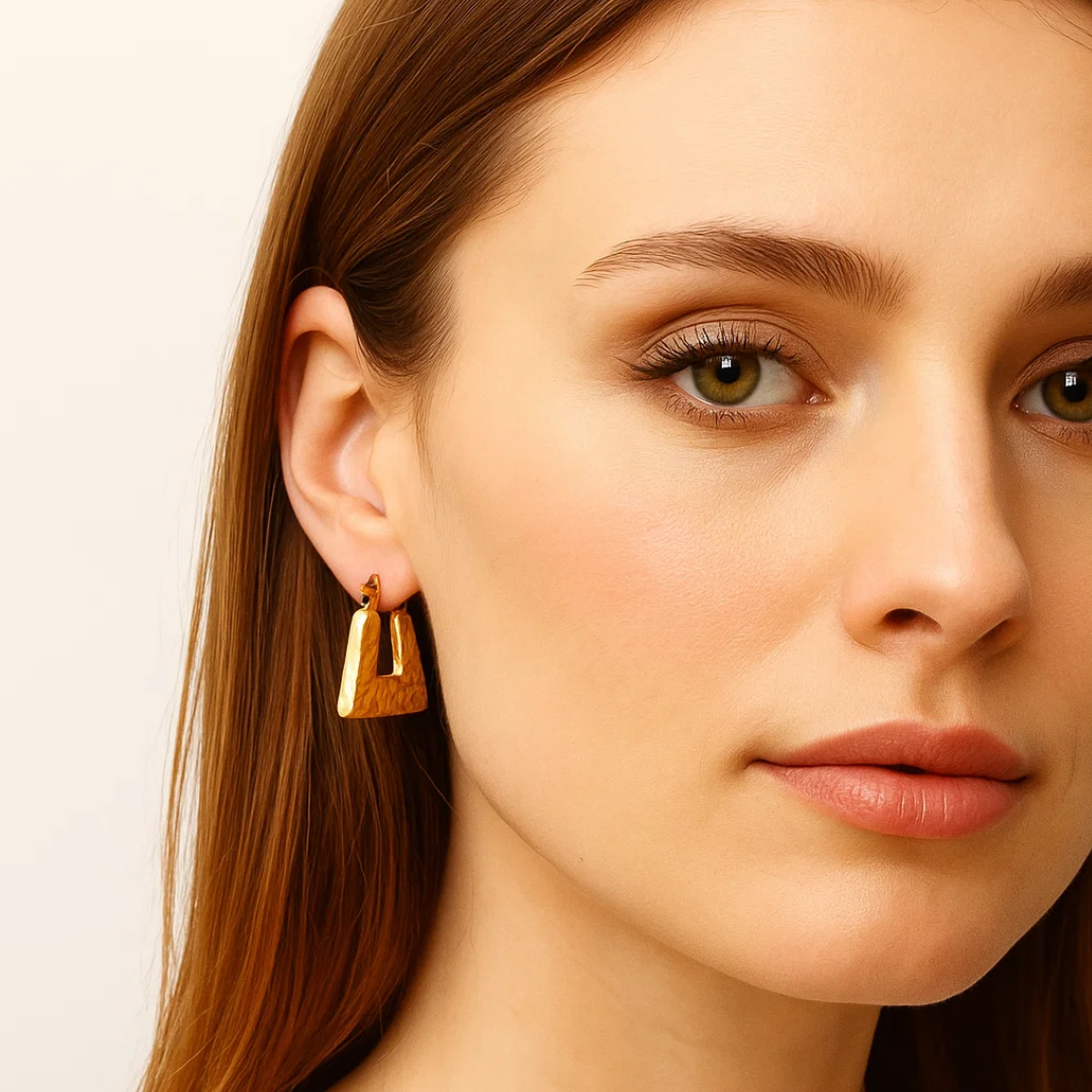 Harper | 18K Gold Plated Chunky Vintage Ear Buckle Hoop Waterproof Earrings