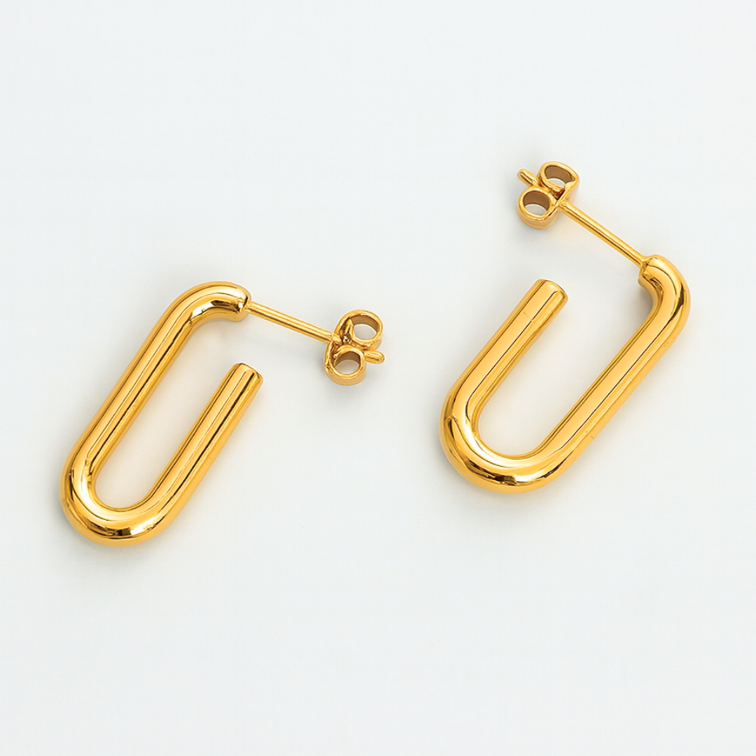 Valencia | 18K Gold-Plated Rectangular Hoop Waterproof Earrings