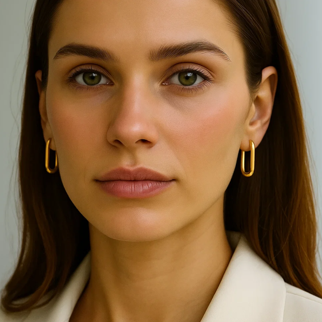 Valencia | 18K Gold-Plated Rectangular Hoop Waterproof Earrings