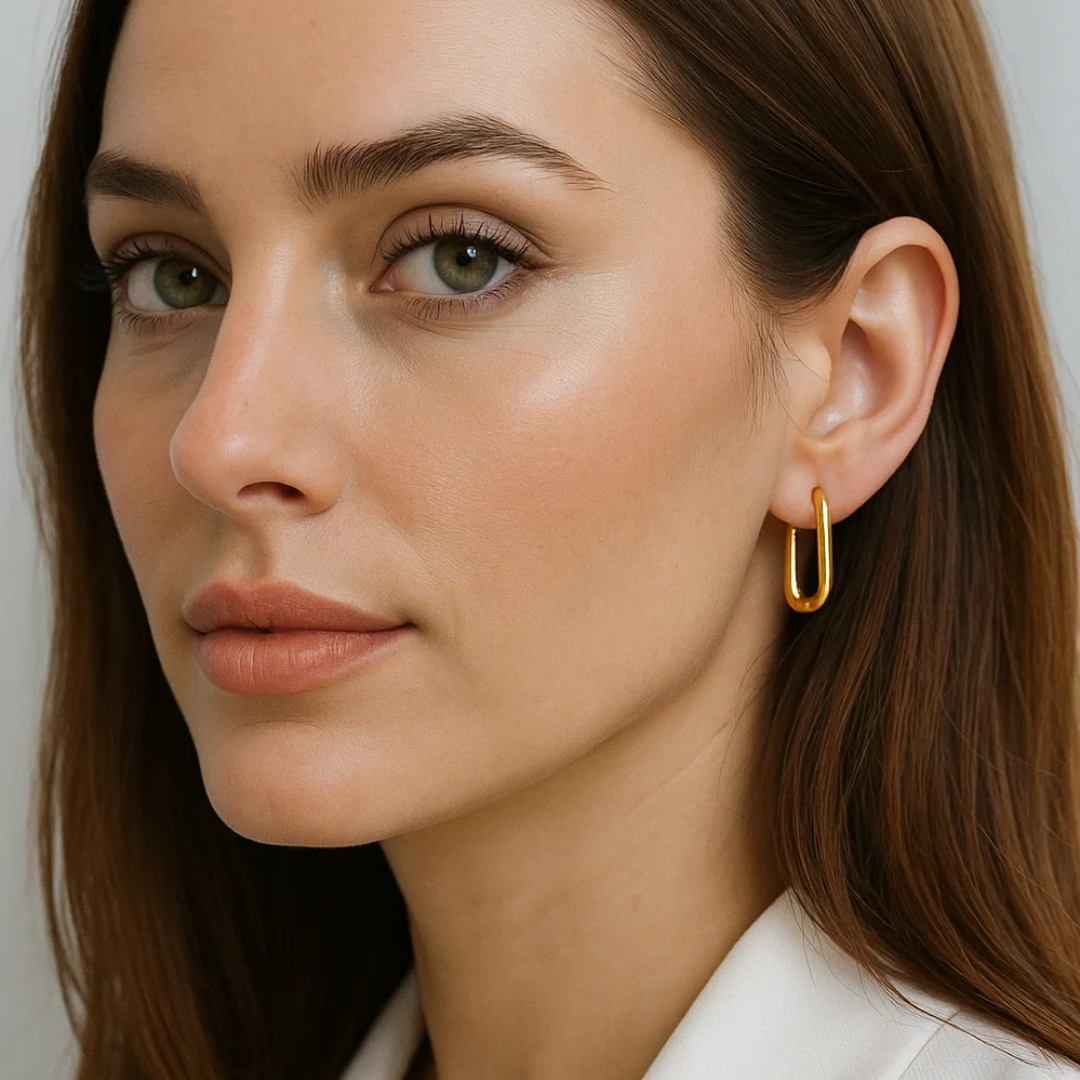 Valencia | 18K Gold-Plated Rectangular Hoop Waterproof Earrings
