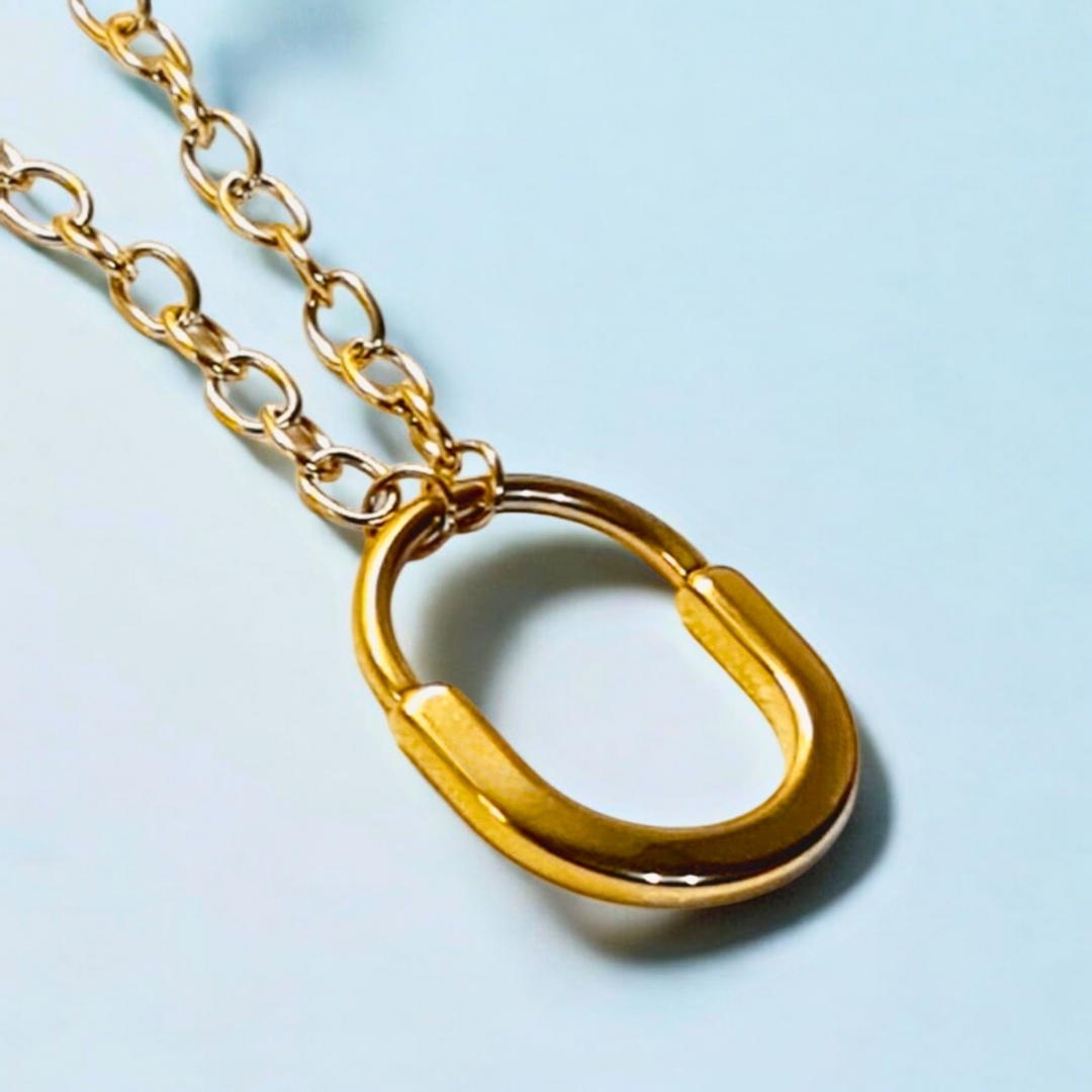 Kimberly | Gold Plated Lock Pendant Necklace with Link Chain
