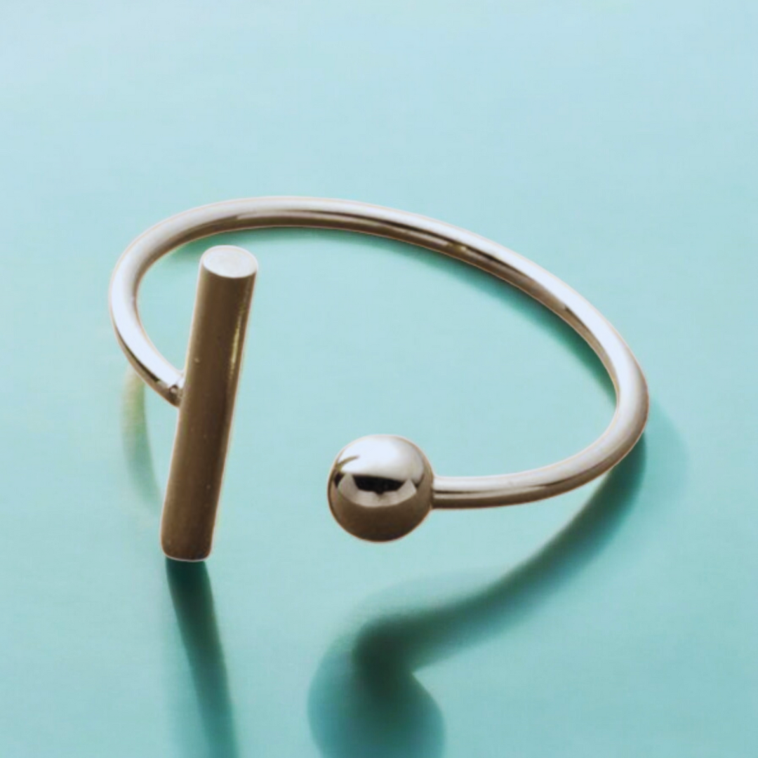Melissa | Gold & Silver-Plated T-Bar and Ball Resizable Ring