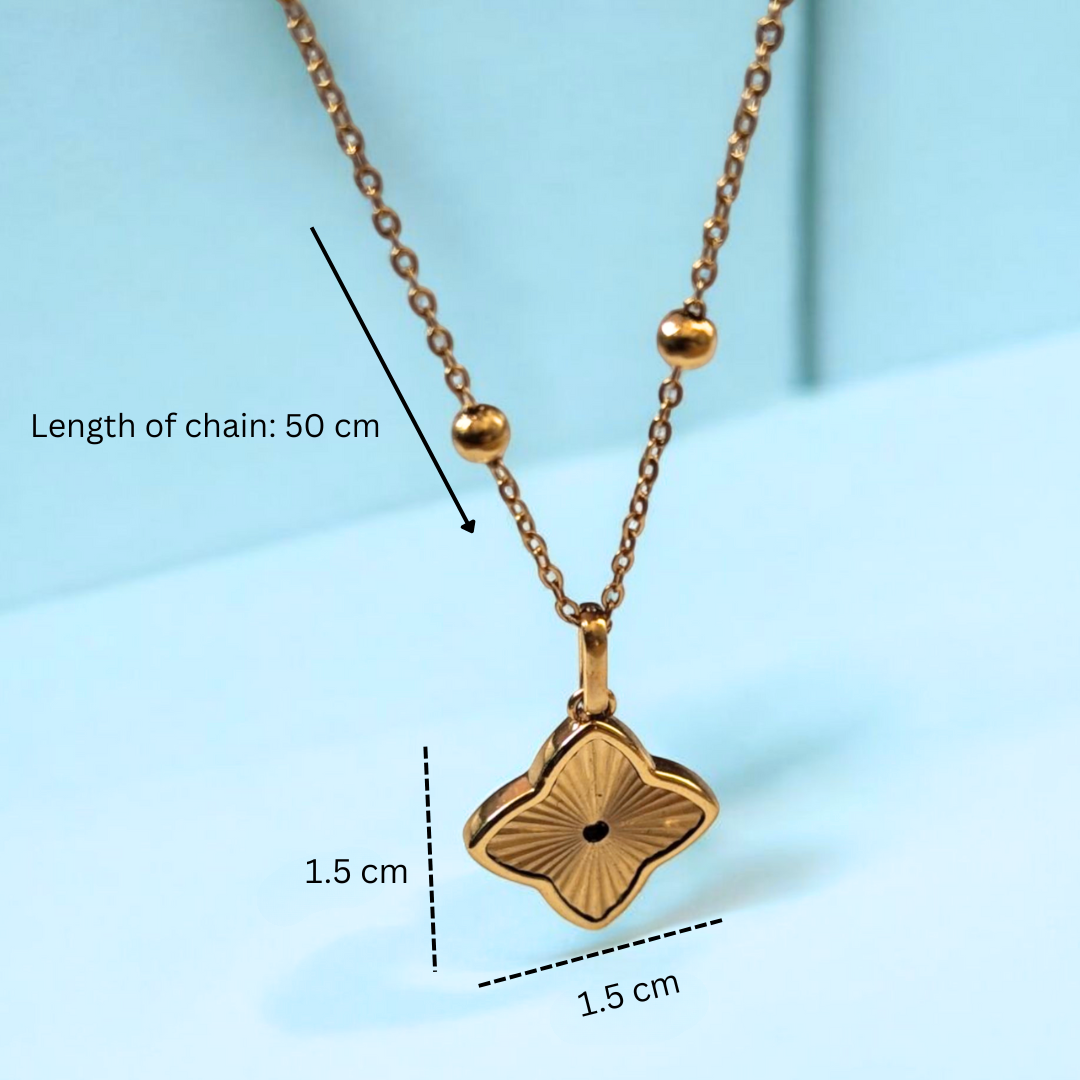 18k gold plated waterproof sweat proof clover pendant necklace jewellery jooelri jewelry london tarnish free hypoallergenic lucky four leaf clovers
