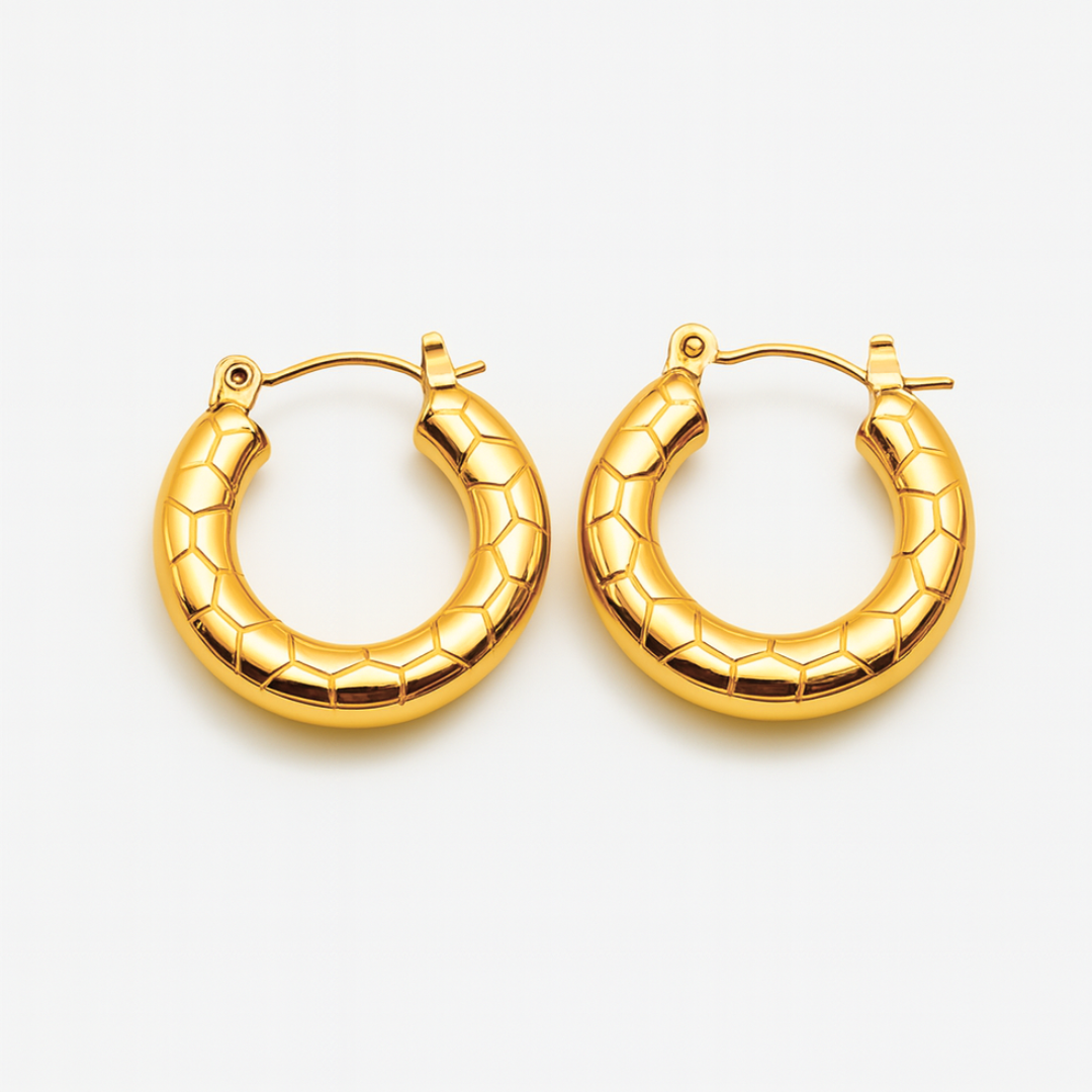 Mirabelle | 18K Gold Plated Circular Round Hoop Waterproof Earrings