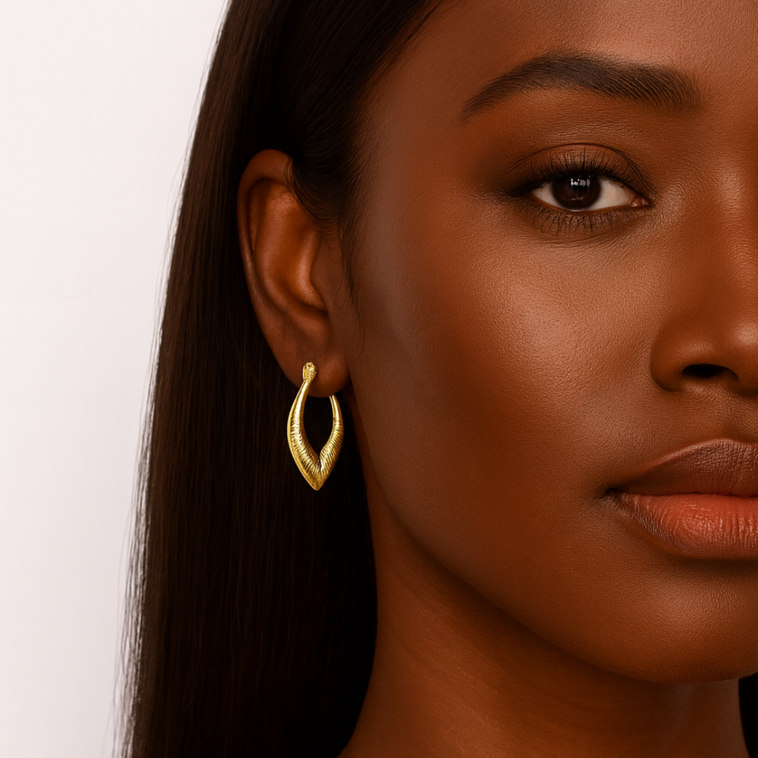 Adriana | 18K Gold Plated Screw Thread Chunky Hoop Waterproof Earrings
