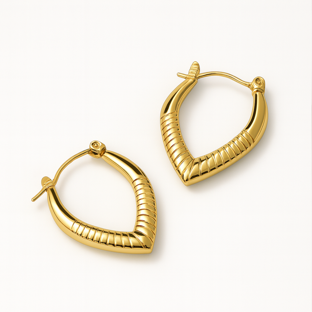 Adriana | 18K Gold Plated Screw Thread Chunky Hoop Waterproof Earrings