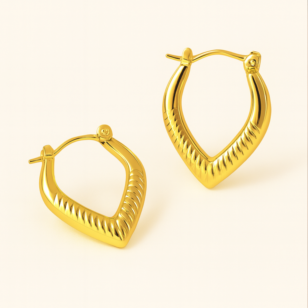 Adriana | 18K Gold Plated Screw Thread Chunky Hoop Waterproof Earrings