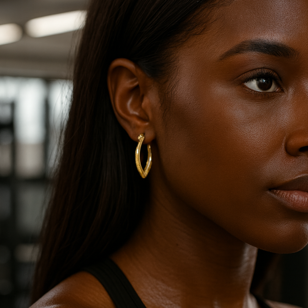 Adriana | 18K Gold Plated Screw Thread Chunky Hoop Waterproof Earrings