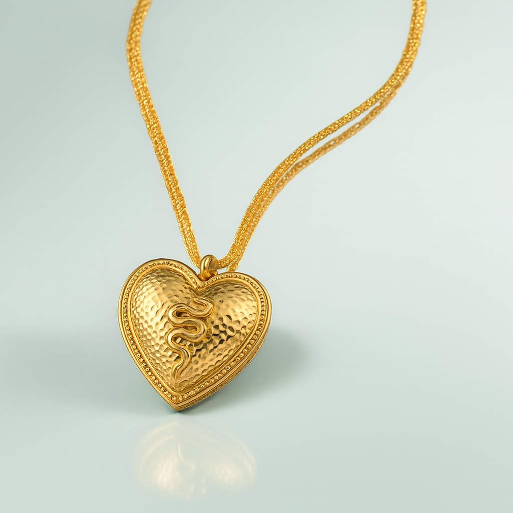 Corine | Gold (18K) Plated Chunky Heart Snake Chain Waterproof Necklace
