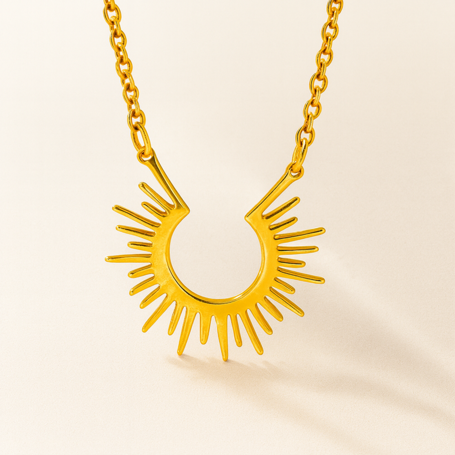 Dara | Gold (18K) Plated Half Sun Pendant Waterproof Necklace