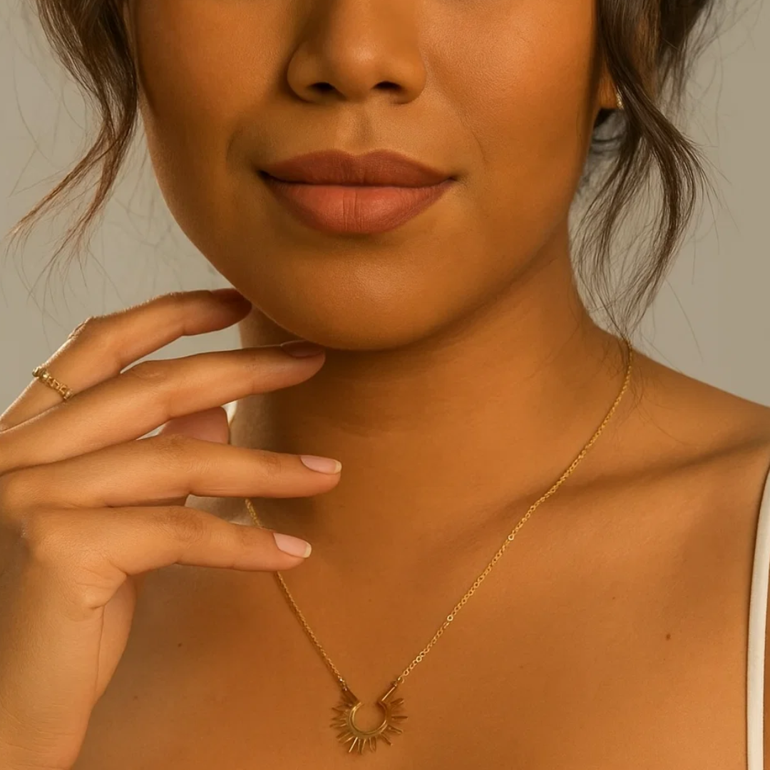 Dara | Gold (18K) Plated Half Sun Pendant Waterproof Necklace