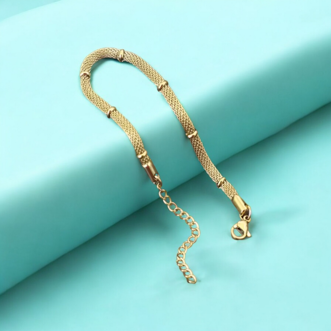 Victoria | Gold Plated Bamboo Mesh Bracelet