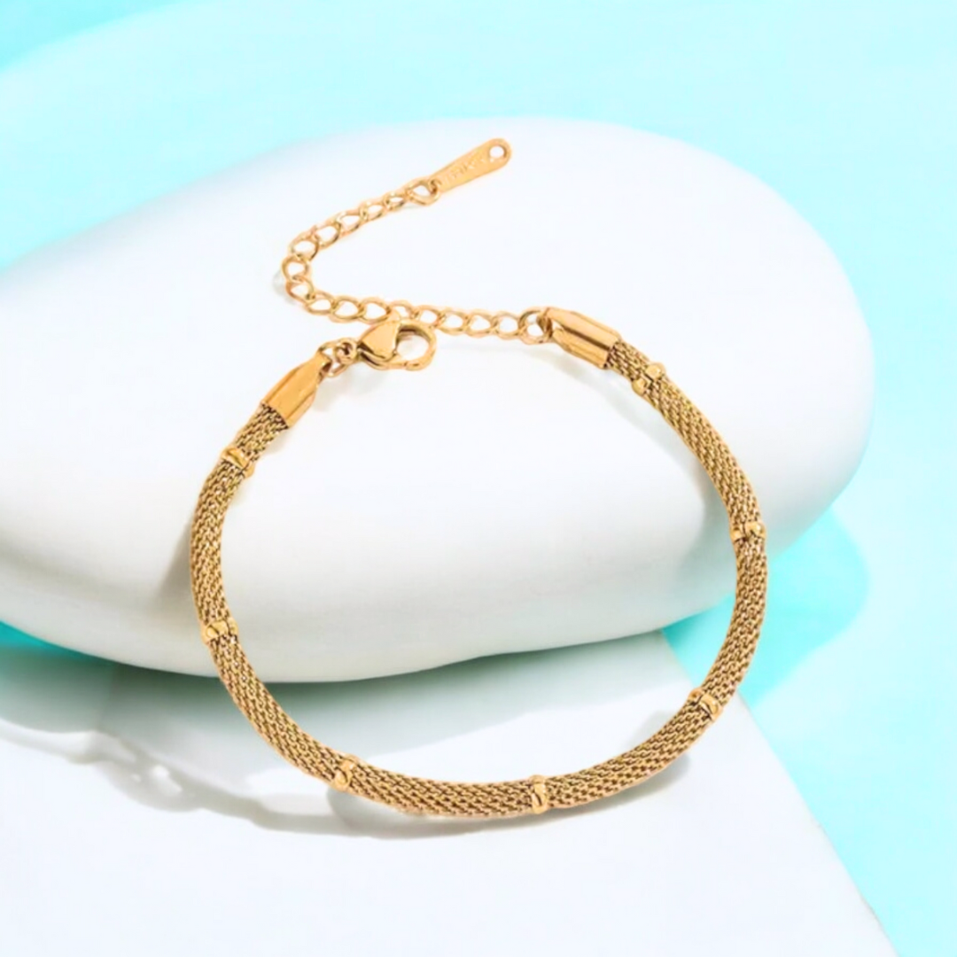 Victoria | Gold Plated Bamboo Mesh Bracelet