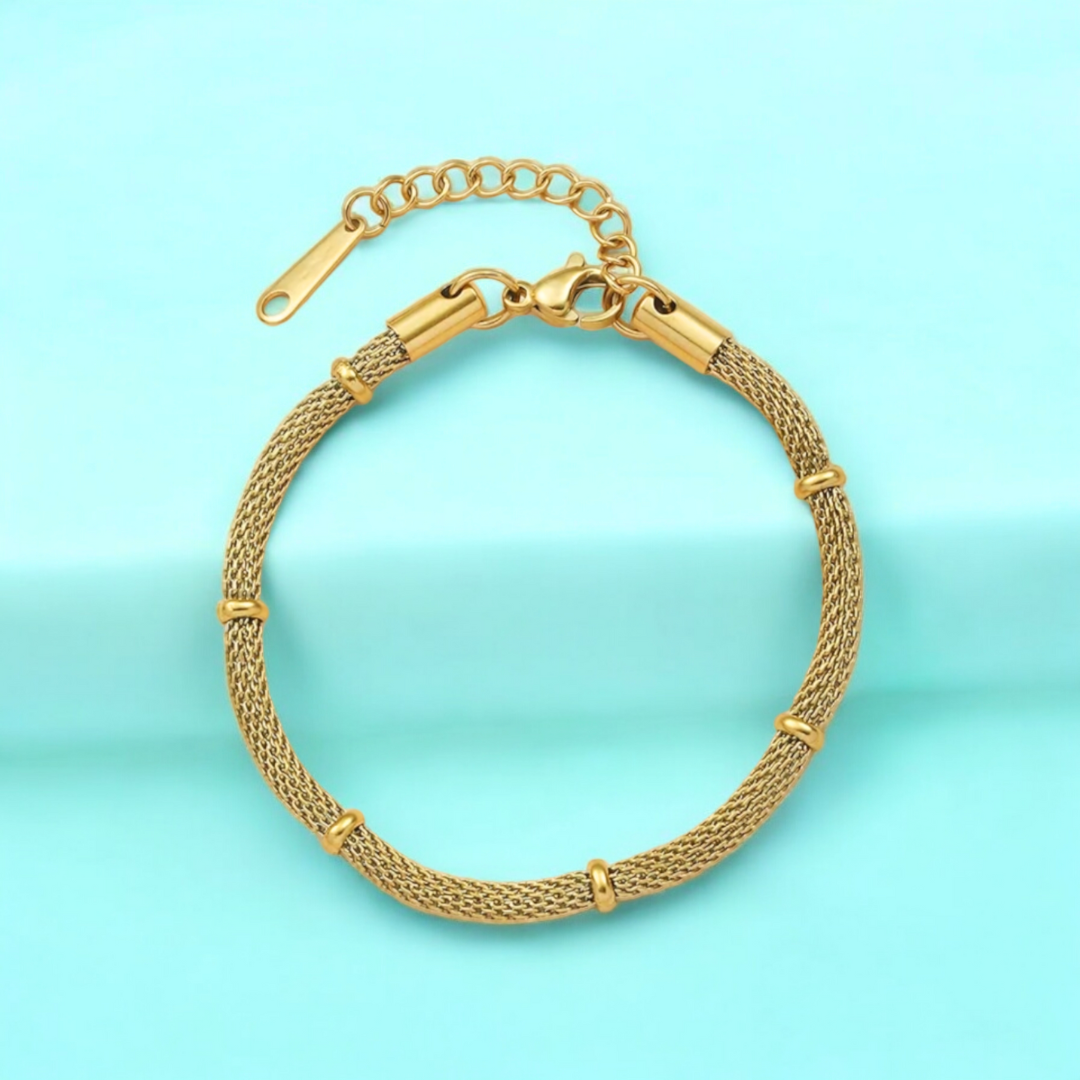 Victoria | Gold Plated Bamboo Mesh Bracelet