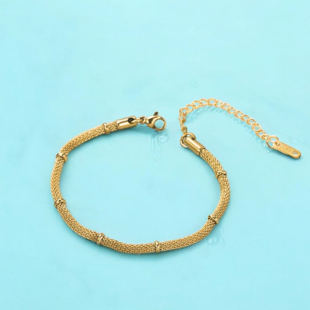 Victoria | Gold Plated Bamboo Mesh Bracelet