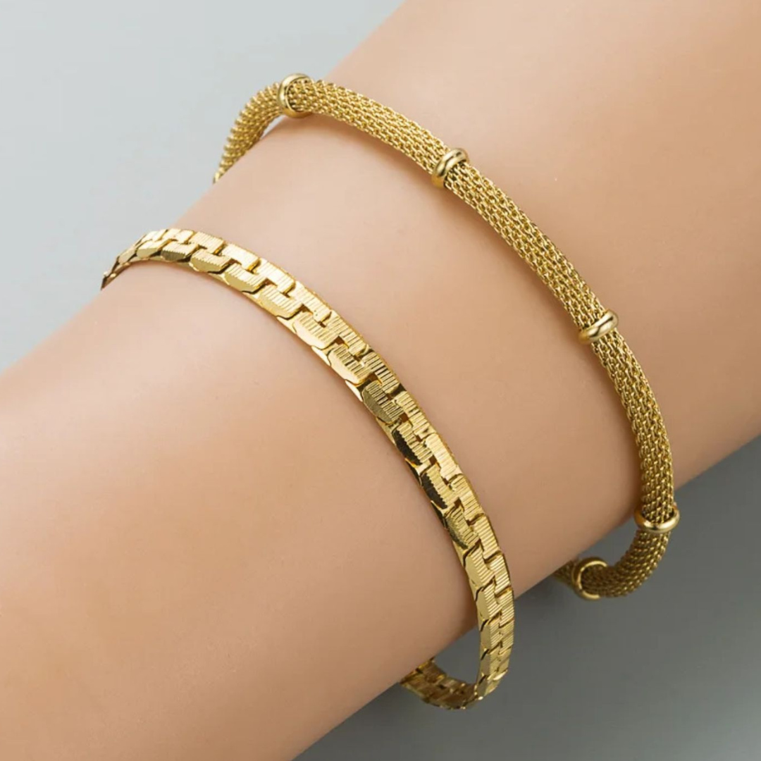Victoria | Gold Plated Bamboo Mesh Bracelet