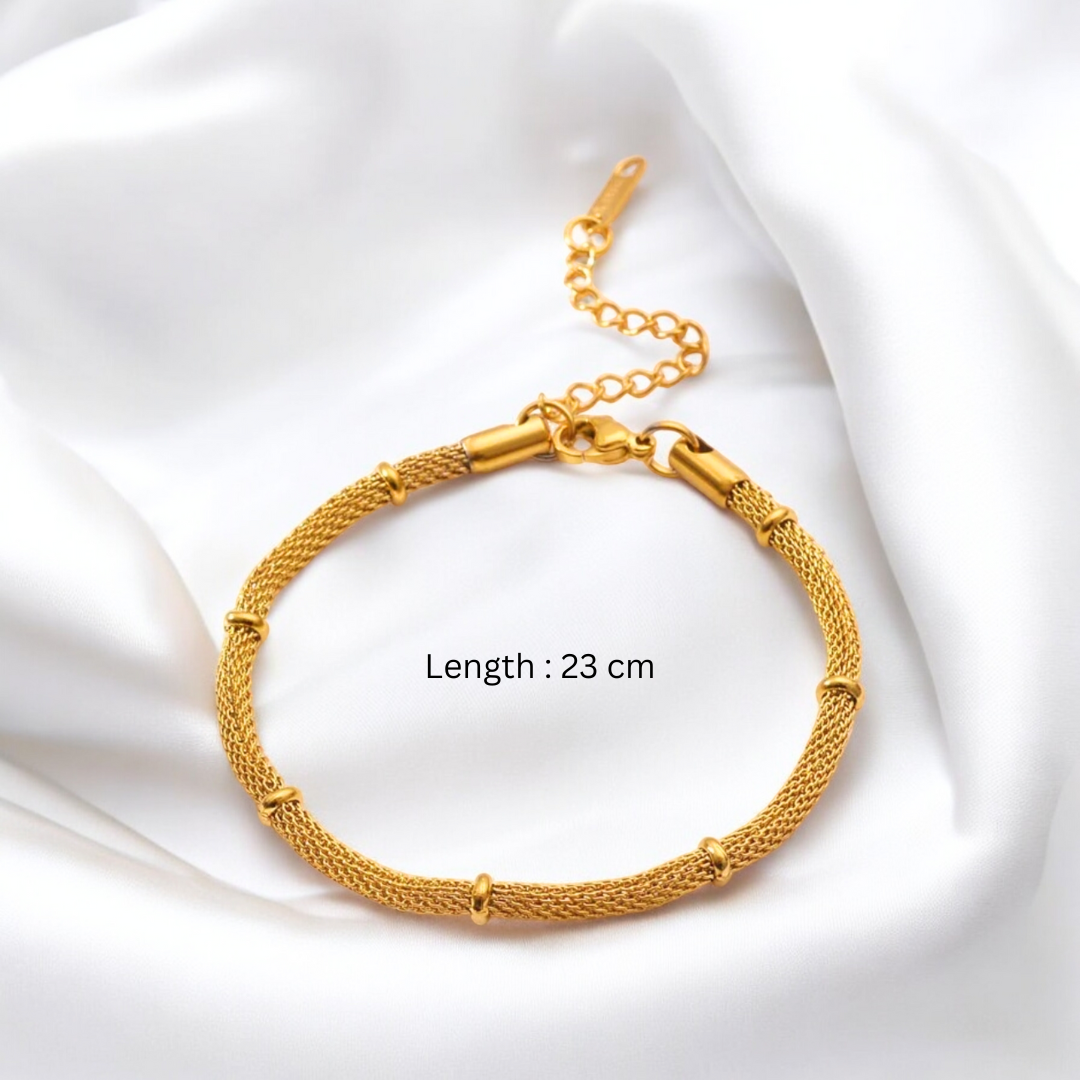 Victoria | Gold Plated Bamboo Mesh Bracelet