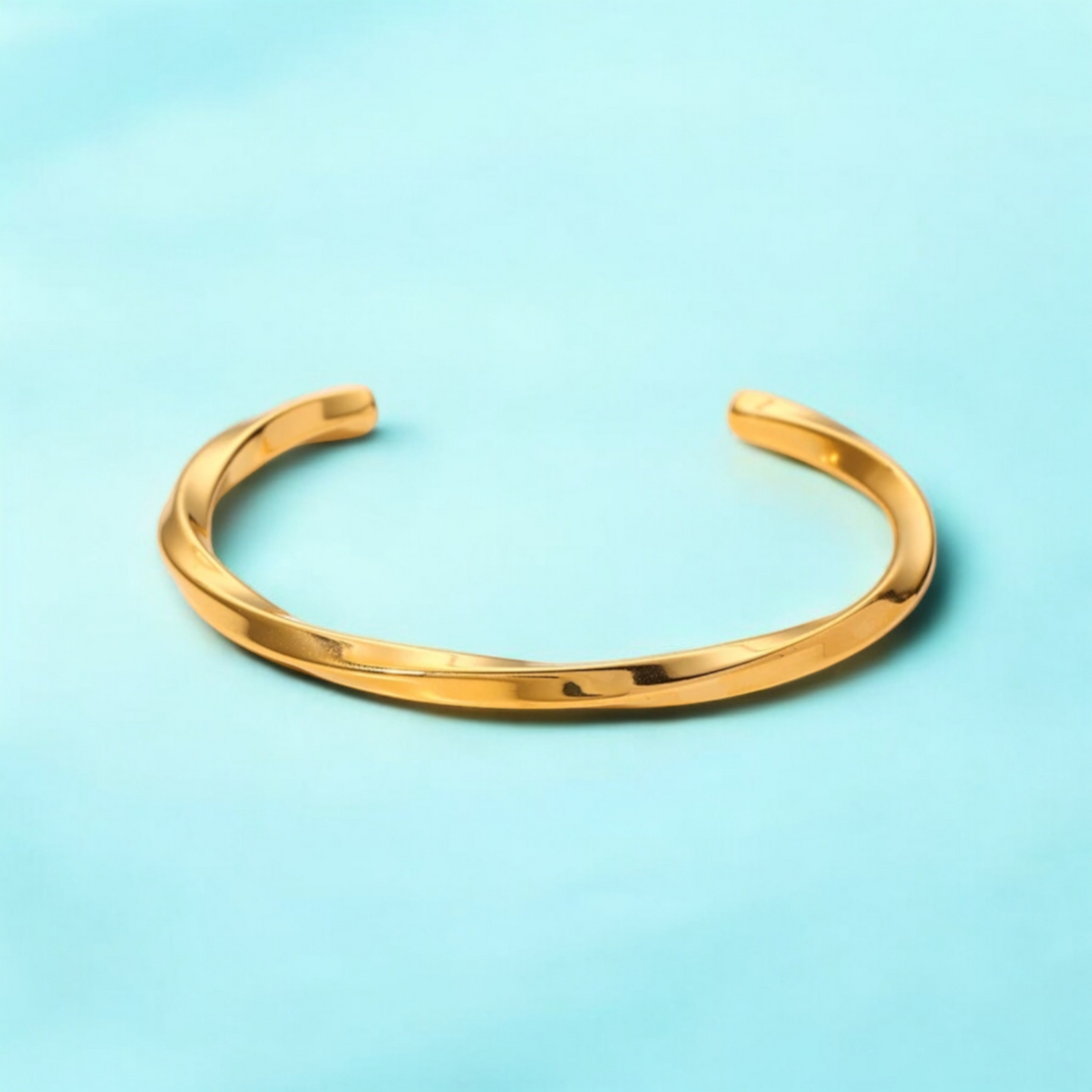 Serena | Gold Plated Geometric Twisted Irregular Bracelet Bangle