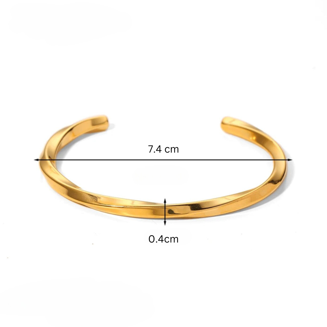Serena | Gold Plated Geometric Twisted Irregular Bracelet Bangle