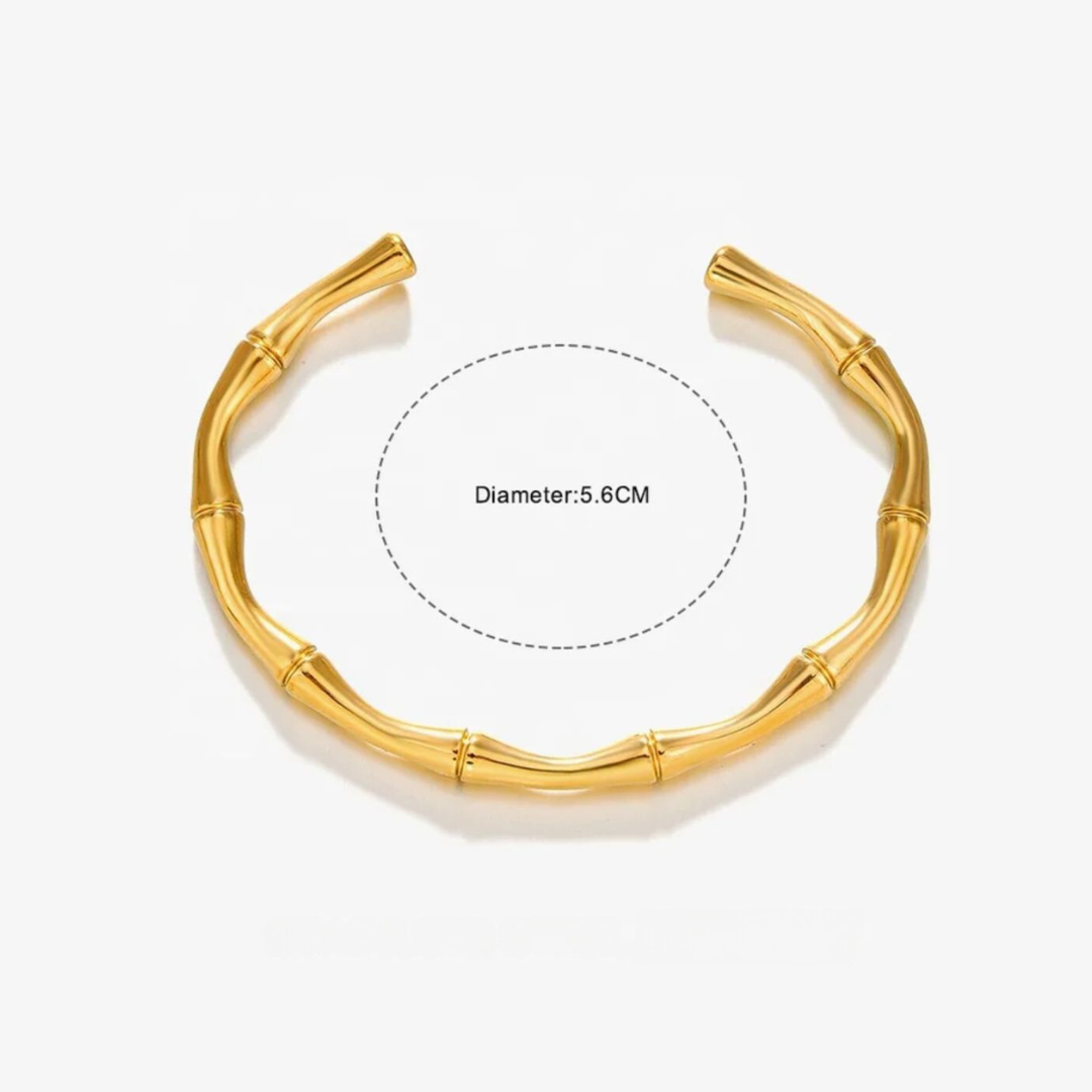 Orla | Gold Plated Irregular Bamboo Cuff Bracelet Bangle