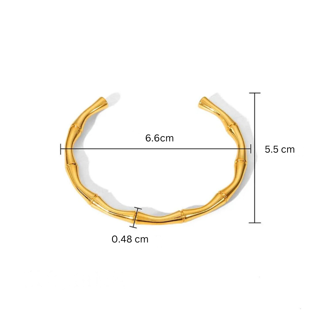 Orla | Gold Plated Irregular Bamboo Cuff Bracelet Bangle