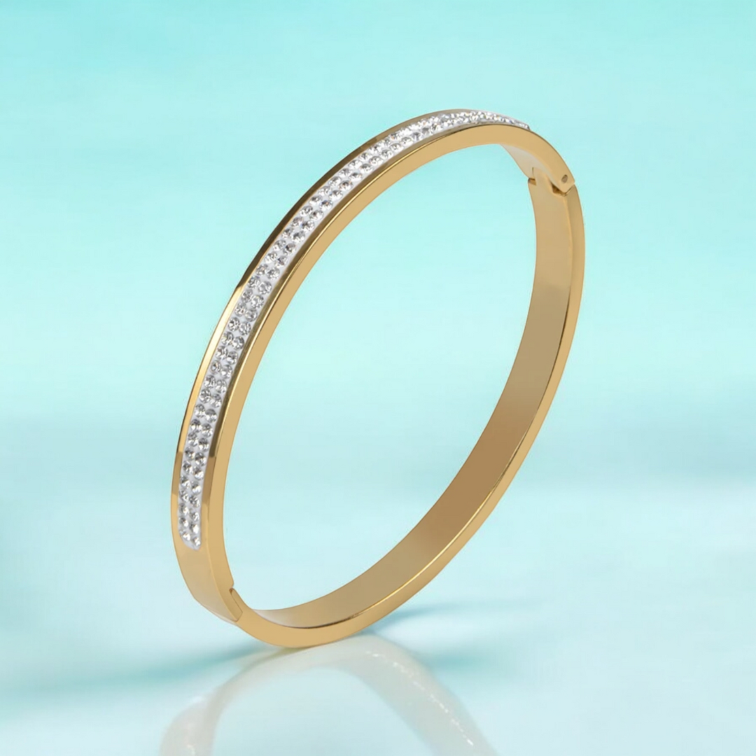 Nadia | Gold Plated Crystal Band Bracelet Bangle