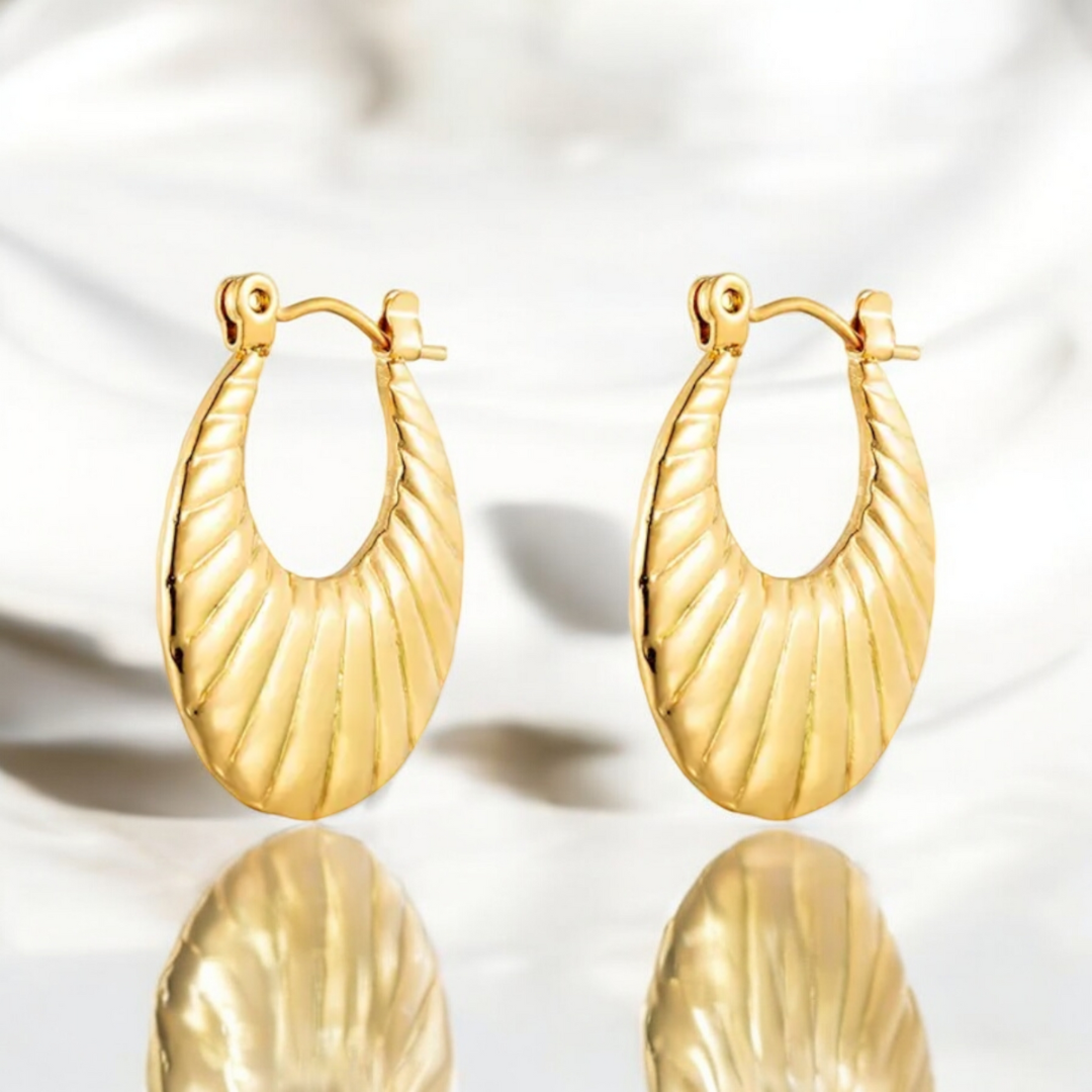 Susanne | Gold Plated Tear Drop Oval Hoop Earrings